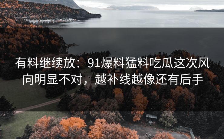 有料继续放：91爆料猛料吃瓜这次风向明显不对，越补线越像还有后手