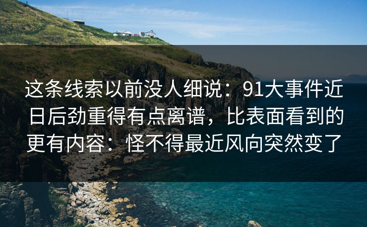 这条线索以前没人细说：91大事件近日后劲重得有点离谱，比表面看到的更有内容：怪不得最近风向突然变了
