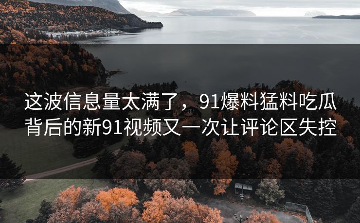 这波信息量太满了,91爆料猛料吃瓜背后的新91视频又一次让评论区失控