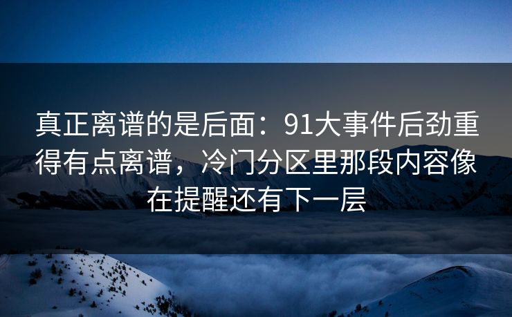 真正离谱的是后面：91大事件后劲重得有点离谱，冷门分区里那段内容像在提醒还有下一层