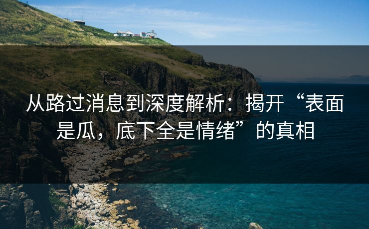 从路过消息到深度解析：揭开“表面是瓜，底下全是情绪”的真相