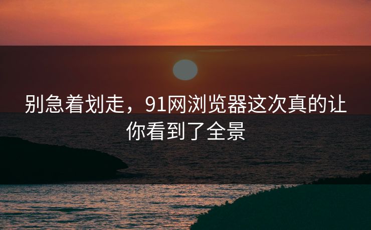 别急着划走，91网浏览器这次真的让你看到了全景