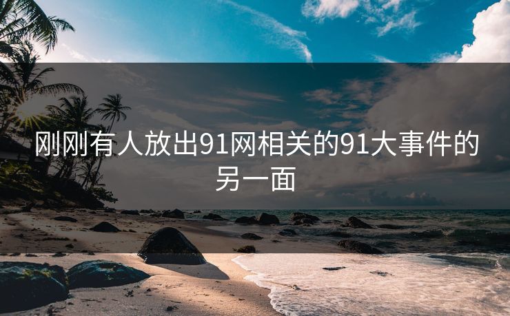 刚刚有人放出91网相关的91大事件的另一面